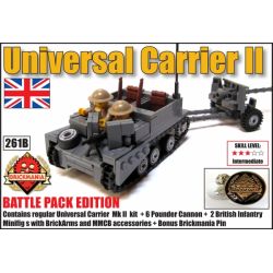BRICKMANIA 260B non  PHIÊN BẢN GÓI CHIẾN ĐẤU UNIVERSAL VEHICLE MK II bộ đồ chơi xếp lắp ráp ghép mô hình Military Army UNIVERSAL CARRIER MK II BATTLE PACK EDITION Quân Sự Bộ Đội 363 khối