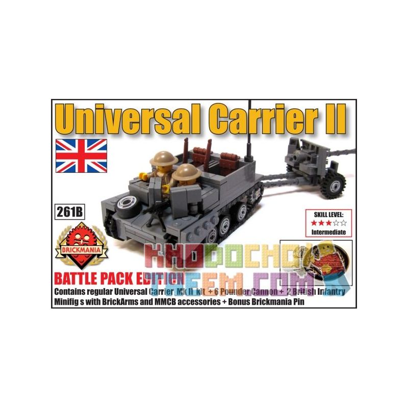 BRICKMANIA 260B non  PHIÊN BẢN GÓI CHIẾN ĐẤU UNIVERSAL VEHICLE MK II bộ đồ chơi xếp lắp ráp ghép mô hình Military Army UNIVERSAL CARRIER MK II BATTLE PACK EDITION Quân Sự Bộ Đội 363 khối