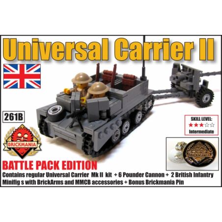 BRICKMANIA 260B non  PHIÊN BẢN GÓI CHIẾN ĐẤU UNIVERSAL VEHICLE MK II bộ đồ chơi xếp lắp ráp ghép mô hình Military Army UNIVERSAL CARRIER MK II BATTLE PACK EDITION Quân Sự Bộ Đội 363 khối