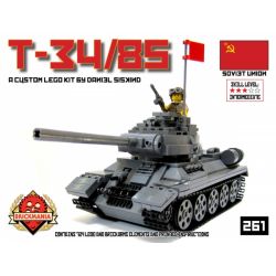 BRICKMANIA 261 non  BỘ XÂY DỰNG NÂNG CAO T-34 85 bộ đồ chơi xếp lắp ráp ghép mô hình Military Army T-34/85 PREMIUM BUILDING KIT Quân Sự Bộ Đội