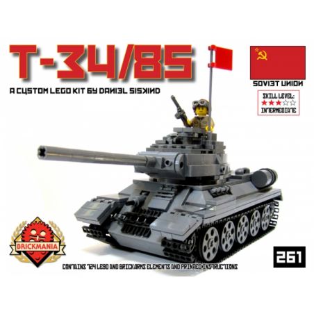 BRICKMANIA 261 non  BỘ XÂY DỰNG NÂNG CAO T-34 85 bộ đồ chơi xếp lắp ráp ghép mô hình Military Army T-34/85 PREMIUM BUILDING KIT Quân Sự Bộ Đội