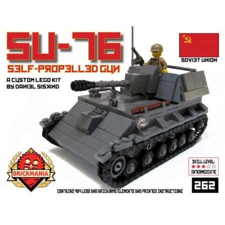BRICKMANIA 262 non  PHÁO TỰ HÀNH SU-76 bộ đồ chơi xếp lắp ráp ghép mô hình Military Army SU-76 SELF PROPELLED GUN Quân Sự Bộ Đội 464 khối
