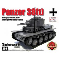 BRICKMANIA 266 non  XE TĂNG LT-38 bộ đồ chơi xếp lắp ráp ghép mô hình Military Army PANZER 38(T) TANK Quân Sự Bộ Đội 388 khối