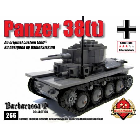 BRICKMANIA 266 non  XE TĂNG LT-38 bộ đồ chơi xếp lắp ráp ghép mô hình Military Army PANZER 38(T) TANK Quân Sự Bộ Đội 388 khối