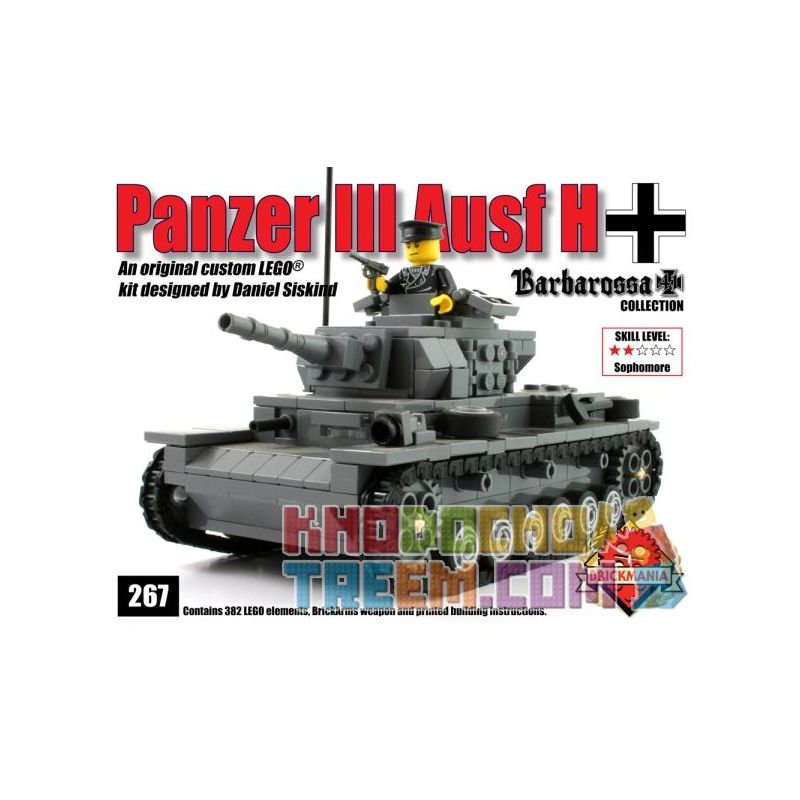 BRICKMANIA 267 non  BỂ III H bộ đồ chơi xếp lắp ráp ghép mô hình Military Army PANZER III AUSF H Quân Sự Bộ Đội 382 khối