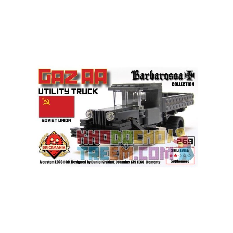 BRICKMANIA 269 non  XE TẢI ĐA DỤNG GAZ AA bộ đồ chơi xếp lắp ráp ghép mô hình Military Army GAZ AA UTILITY TRUCK Quân Sự Bộ Đội 139 khối