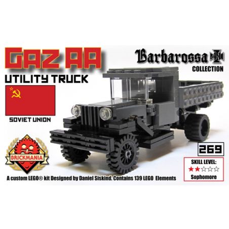 BRICKMANIA 269 non  XE TẢI ĐA DỤNG GAZ AA bộ đồ chơi xếp lắp ráp ghép mô hình Military Army GAZ AA UTILITY TRUCK Quân Sự Bộ Đội 139 khối