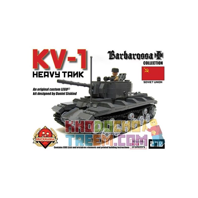 BRICKMANIA 270 non  XE TĂNG HẠNG NẶNG KV-1 bộ đồ chơi xếp lắp ráp ghép mô hình Military Army KV-1 HEAVY TANK Quân Sự Bộ Đội 698 khối