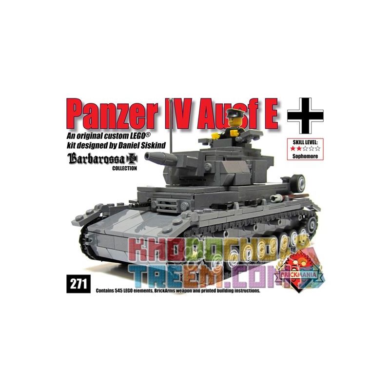 BRICKMANIA 271 non  XE TĂNG IV LOẠI bộ đồ chơi xếp lắp ráp ghép mô hình Military Army PANZER IV AUSF Quân Sự Bộ Đội 545 khối
