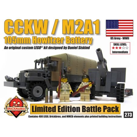 BRICKMANIA 273 non  GÓI CHIẾN ĐẤU CCKW + M2A1 bộ đồ chơi xếp lắp ráp ghép mô hình Military Army CCKW + M2A1 BATTLE PACK Quân Sự Bộ Đội 408 khối