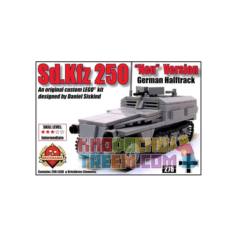BRICKMANIA 278 non  PHIÊN BẢN "NEU" XE BÁN XÍCH SDKFZ 250 bộ đồ chơi xếp lắp ráp ghép mô hình Military Army SDKFZ 250 “NEU” VERSION Quân Sự Bộ Đội 290 khối