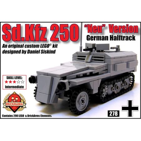 BRICKMANIA 278 non  PHIÊN BẢN "NEU" XE BÁN XÍCH SDKFZ 250 bộ đồ chơi xếp lắp ráp ghép mô hình Military Army SDKFZ 250 “NEU” VERSION Quân Sự Bộ Đội 290 khối