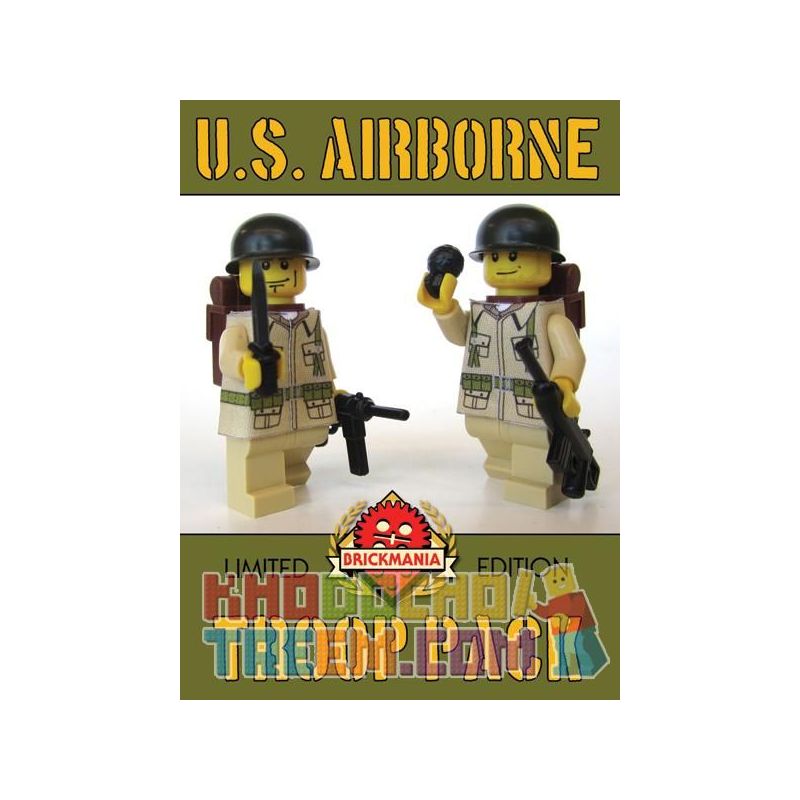 BRICKMANIA 903A non  GÓI LÍNH DÙ MỸ TRONG THẾ CHIẾN II (V2) bộ đồ chơi xếp lắp ráp ghép mô hình Military Army WWII US AIRBORNE TROOP PACK (V2) Quân Sự Bộ Đội 8 khối
