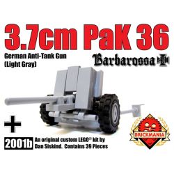 BRICKMANIA 2001B non  SÚNG CHỐNG TĂNG PAK 36 MÀU XÁM NHẠT bộ đồ chơi xếp lắp ráp ghép mô hình Military Army PAK 36 3.7CM ANTI-TANK GUN – LIGHT GRAY Quân Sự Bộ Đội 39 khối