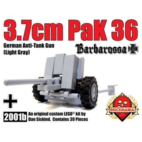 BRICKMANIA 2001B non  SÚNG CHỐNG TĂNG PAK 36 MÀU XÁM NHẠT bộ đồ chơi xếp lắp ráp ghép mô hình Military Army PAK 36 3.7CM ANTI-TANK GUN – LIGHT GRAY Quân Sự Bộ Đội 39 khối