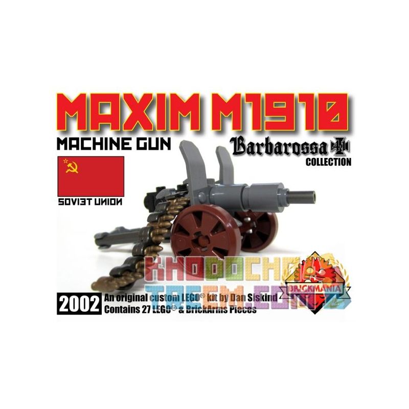 BRICKMANIA 2002 non  SÚNG MÁY HẠNG NẶNG MAXIM 1910 bộ đồ chơi xếp lắp ráp ghép mô hình Military Army MAXIM M1910 MACHINE GUN Quân Sự Bộ Đội 27 khối