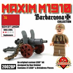BRICKMANIA 2002BP non  SÚNG MÁY HẠNG NẶNG MAXIM 1911 bộ đồ chơi xếp lắp ráp ghép mô hình Military Army MAXIM M1910 MACHINE GUN Quân Sự Bộ Đội 31 khối