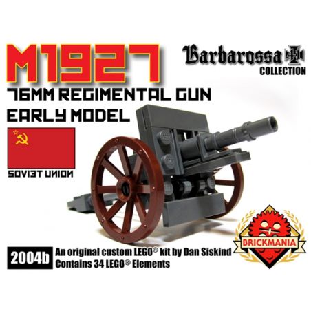 BRICKMANIA 2004B non  SÚNG BỘ BINH M1927 77MM bộ đồ chơi xếp lắp ráp ghép mô hình Military Army M1927 76MM REGIMENTAL GUN Quân Sự Bộ Đội 38 khối