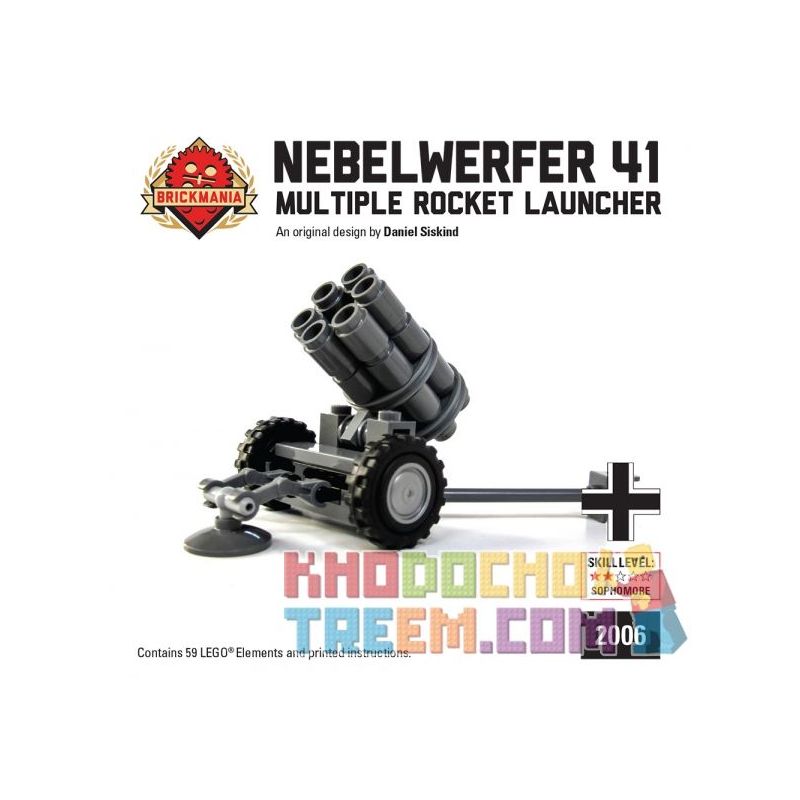 BRICKMANIA 2006 non  BỆ PHÓNG TÊN LỬA SÁU BUỒNG bộ đồ chơi xếp lắp ráp ghép mô hình Military Army NEBELWERFER 41 Quân Sự Bộ Đội 59 khối