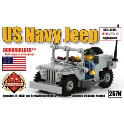 BRICKMANIA 257N non  XE JEEP CỦA HẢI QUÂN HOA KỲ bộ đồ chơi xếp lắp ráp ghép mô hình Military Army US NAVY JEEP Quân Sự Bộ Đội 131 khối