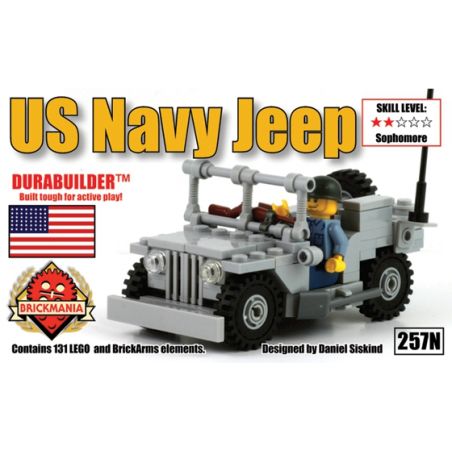 BRICKMANIA 257N non  XE JEEP CỦA HẢI QUÂN HOA KỲ bộ đồ chơi xếp lắp ráp ghép mô hình Military Army US NAVY JEEP Quân Sự Bộ Đội 131 khối