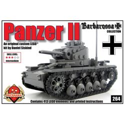 BRICKMANIA 264 non  XE TĂNG HAI bộ đồ chơi xếp lắp ráp ghép mô hình Military Army PANZER II Quân Sự Bộ Đội 413 khối