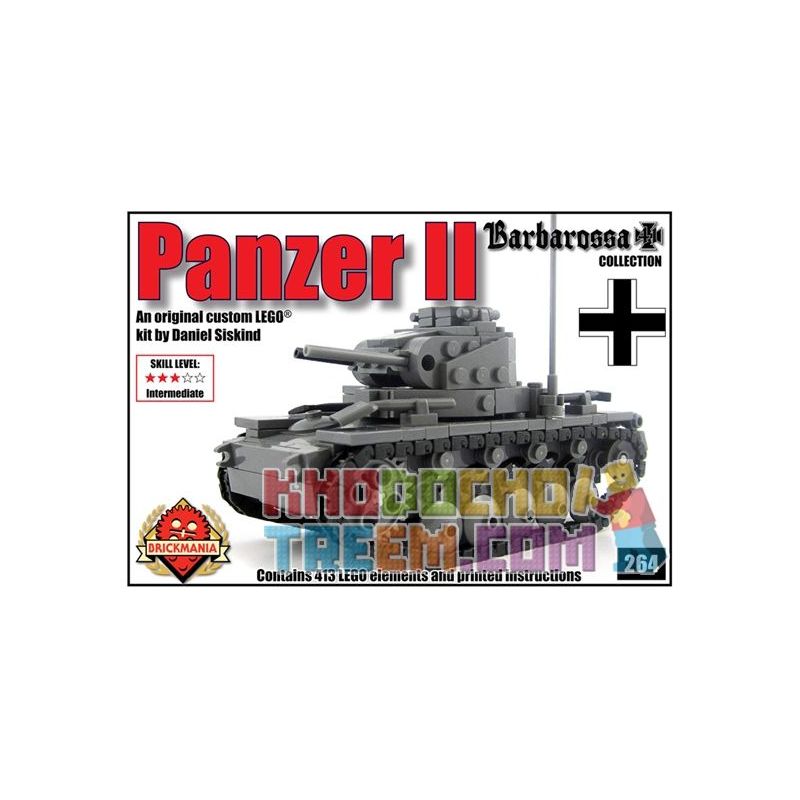 BRICKMANIA 264 non  XE TĂNG HAI bộ đồ chơi xếp lắp ráp ghép mô hình Military Army PANZER II Quân Sự Bộ Đội 413 khối