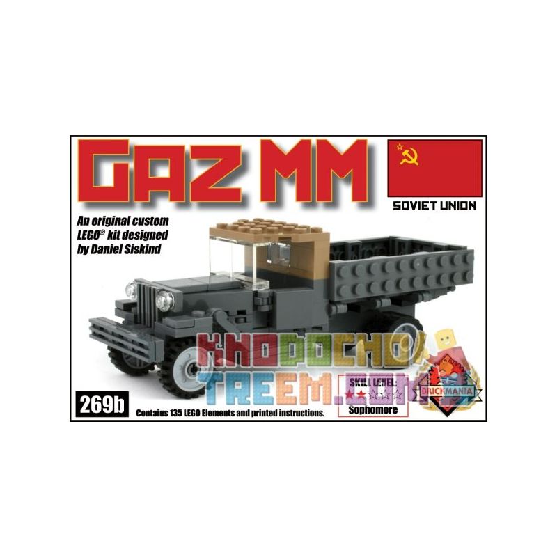 BRICKMANIA 269B non  XE TẢI ĐA DỤNG GAZ MM bộ đồ chơi xếp lắp ráp ghép mô hình Military Army GAZ MM UTILITY TRUCK Quân Sự Bộ Đội 135 khối