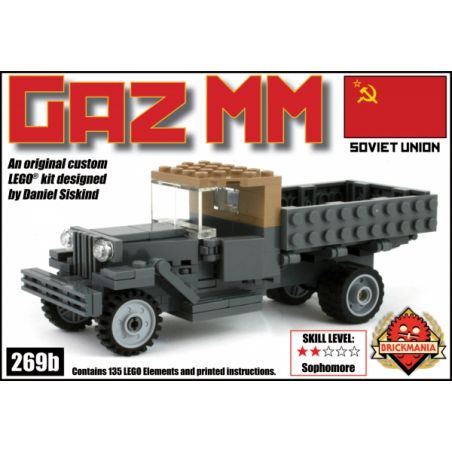 BRICKMANIA 269B non  XE TẢI ĐA DỤNG GAZ MM bộ đồ chơi xếp lắp ráp ghép mô hình Military Army GAZ MM UTILITY TRUCK Quân Sự Bộ Đội 135 khối
