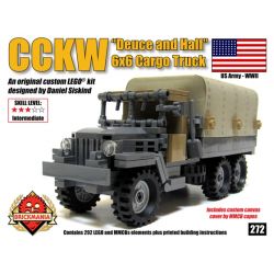 BRICKMANIA 272 non  XE TẢI CCKW 6 × bộ đồ chơi xếp lắp ráp ghép mô hình Military Army CCKW “DEUCE AND HALF” 6×6 CARGO TRUCK Quân Sự Bộ Đội 292 khối