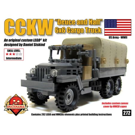 BRICKMANIA 272 non  XE TẢI CCKW 6 × bộ đồ chơi xếp lắp ráp ghép mô hình Military Army CCKW “DEUCE AND HALF” 6×6 CARGO TRUCK Quân Sự Bộ Đội 292 khối