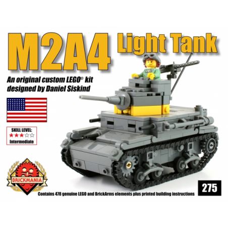 BRICKMANIA 275 non  TĂNG HẠNG NHẸ M2A4 bộ đồ chơi xếp lắp ráp ghép mô hình Military Army M2A4 LIGHT TANK Quân Sự Bộ Đội 478 khối