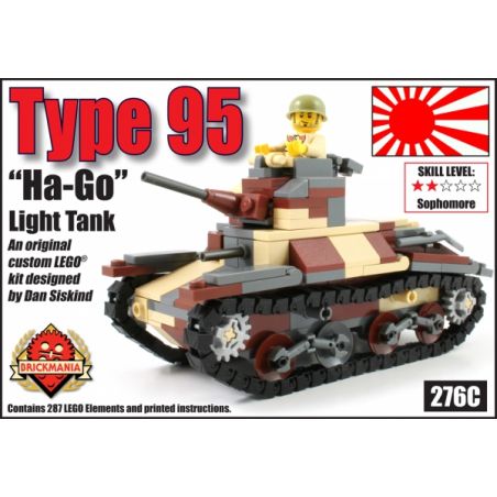 BRICKMANIA 276C non  XE TĂNG HẠNG NHẸ TYPE 95 HA-GO bộ đồ chơi xếp lắp ráp ghép mô hình Military Army TYPE 95 “HA-GO” LIGHT TANK Quân Sự Bộ Đội 294 khối