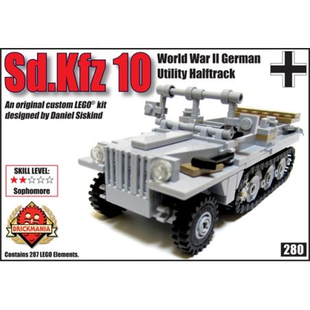 BRICKMANIA 280 non  SD.KFZ 10 XE BÁN BÁNH XÍCH ĐA DỤNG CỦA ĐỨC TRONG THẾ CHIẾN II bộ đồ chơi xếp lắp ráp ghép mô hình Military Army SD.KFZ 10 WW2 GERMAN UTILITY HALFTRACK Quân Sự Bộ Đội 287 khối
