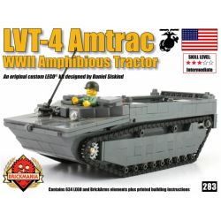 BRICKMANIA 283 non  PHƯƠNG TIỆN HẠ CÁNH ĐƯỢC THEO DÕI bộ đồ chơi xếp lắp ráp ghép mô hình Military Army LVT-4 AMTRAC Quân Sự Bộ Đội 634 khối