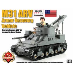 BRICKMANIA 286 non  XE CỨU HỘ BỌC THÉP bộ đồ chơi xếp lắp ráp ghép mô hình Military Army M31 ARV Quân Sự Bộ Đội 684 khối