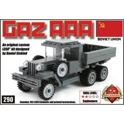 BRICKMANIA 290 non  XE TẢI HẠNG NẶNG GAZ AAA bộ đồ chơi xếp lắp ráp ghép mô hình Military Army GAZ AAA HEAVY DUTY TRUCK Quân Sự Bộ Đội 163 khối