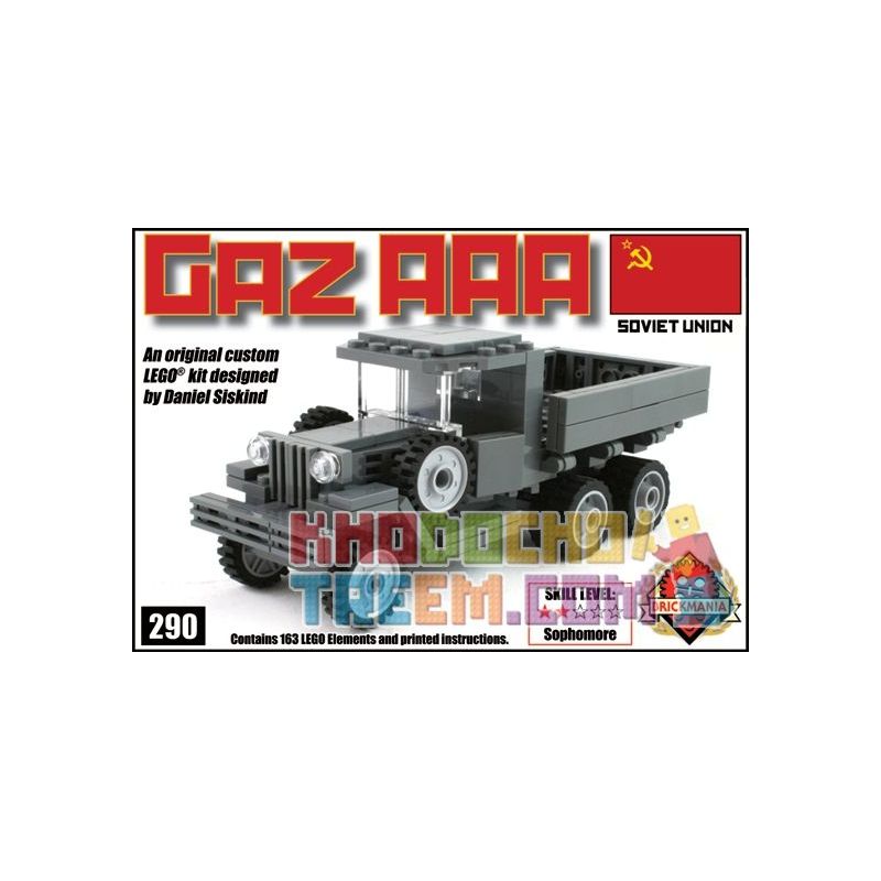 BRICKMANIA 290 non  XE TẢI HẠNG NẶNG GAZ AAA bộ đồ chơi xếp lắp ráp ghép mô hình Military Army GAZ AAA HEAVY DUTY TRUCK Quân Sự Bộ Đội 163 khối
