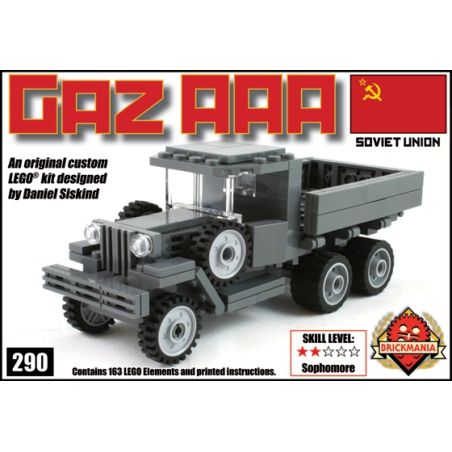 BRICKMANIA 290 non  XE TẢI HẠNG NẶNG GAZ AAA bộ đồ chơi xếp lắp ráp ghép mô hình Military Army GAZ AAA HEAVY DUTY TRUCK Quân Sự Bộ Đội 163 khối
