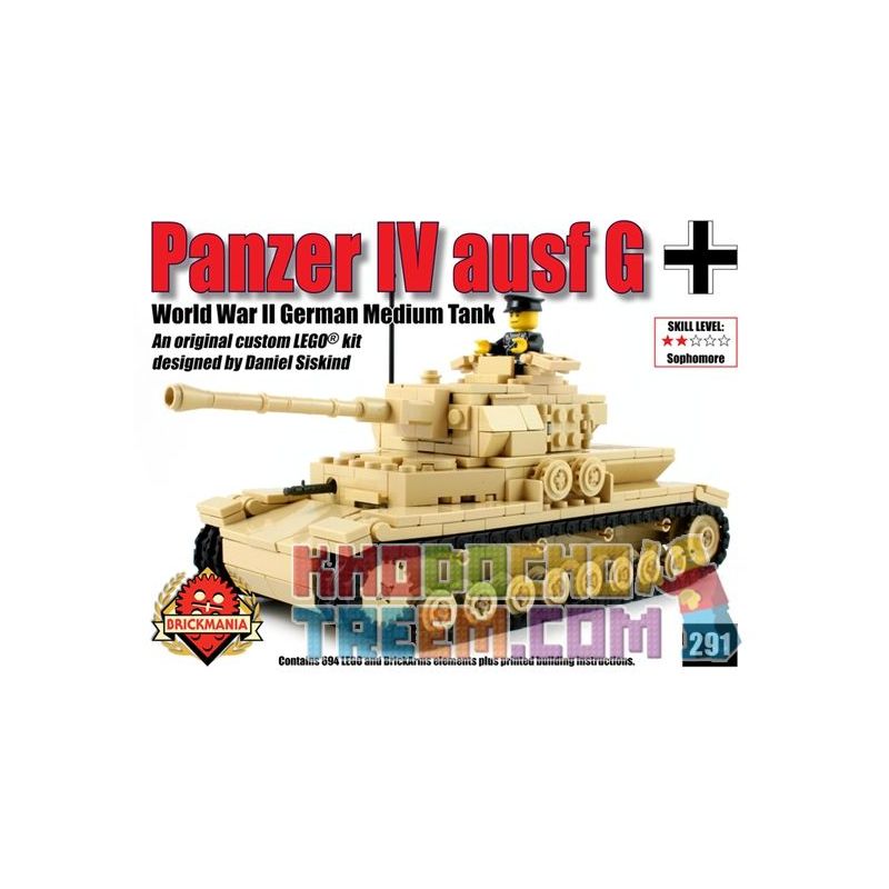 BRICKMANIA 291 non  XE TĂNG SỐ 4 LOẠI bộ đồ chơi xếp lắp ráp ghép mô hình Military Army PANZER IV AUSF G Quân Sự Bộ Đội 694 khối