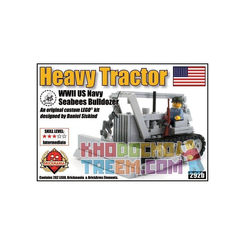 BRICKMANIA 292B non  MÁY KÉO HẠNG NẶNG USN bộ đồ chơi xếp lắp ráp ghép mô hình Military Army USN HEAVY TRACTOR Quân Sự Bộ Đội 262 khối