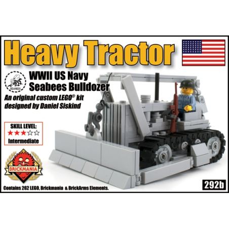BRICKMANIA 292B non  MÁY KÉO HẠNG NẶNG USN bộ đồ chơi xếp lắp ráp ghép mô hình Military Army USN HEAVY TRACTOR Quân Sự Bộ Đội 262 khối