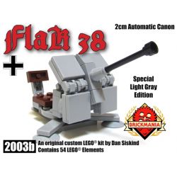 BRICKMANIA 2003B non  LOẠI 38 PHÁO 2 CM-XÁM NHẠT bộ đồ chơi xếp lắp ráp ghép mô hình Military Army FLAK 38 2CM AUTOMATIC CANNON – LIGHT GRAY Quân Sự Bộ Đội 54 khối