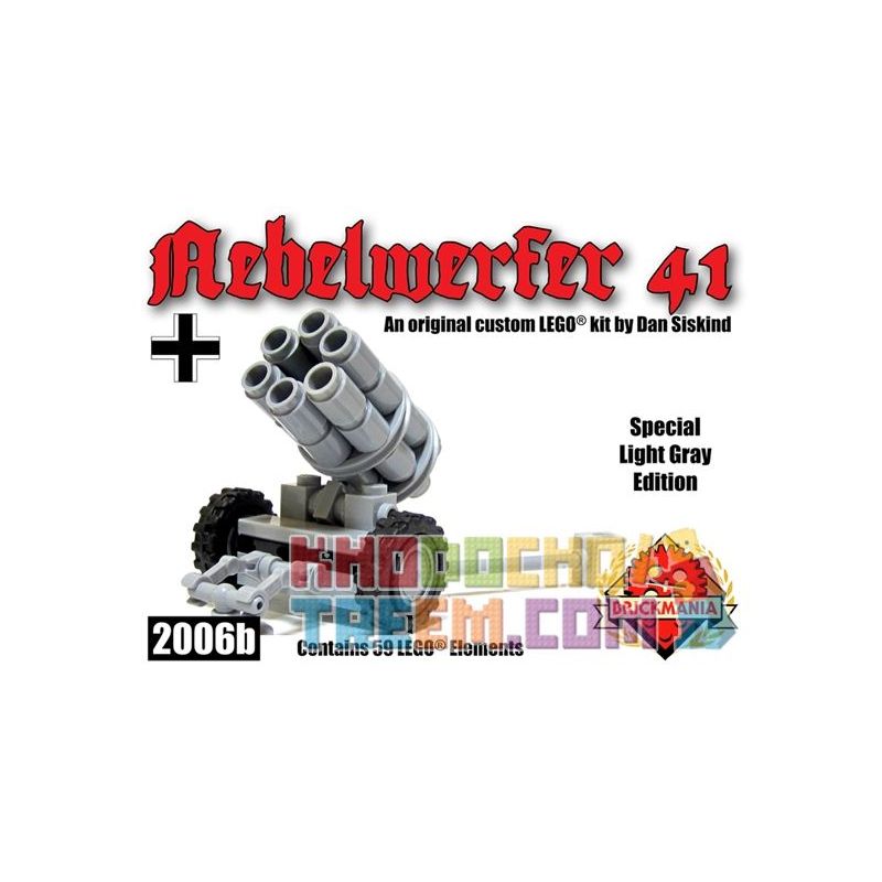 BRICKMANIA 2006B non  SÁU BUỒNG PHÓNG TÊN LỬA-XÁM NHẠT bộ đồ chơi xếp lắp ráp ghép mô hình Military Army NEBELWERFER 41 – LIGHT GRAY Quân Sự Bộ Đội 40 khối