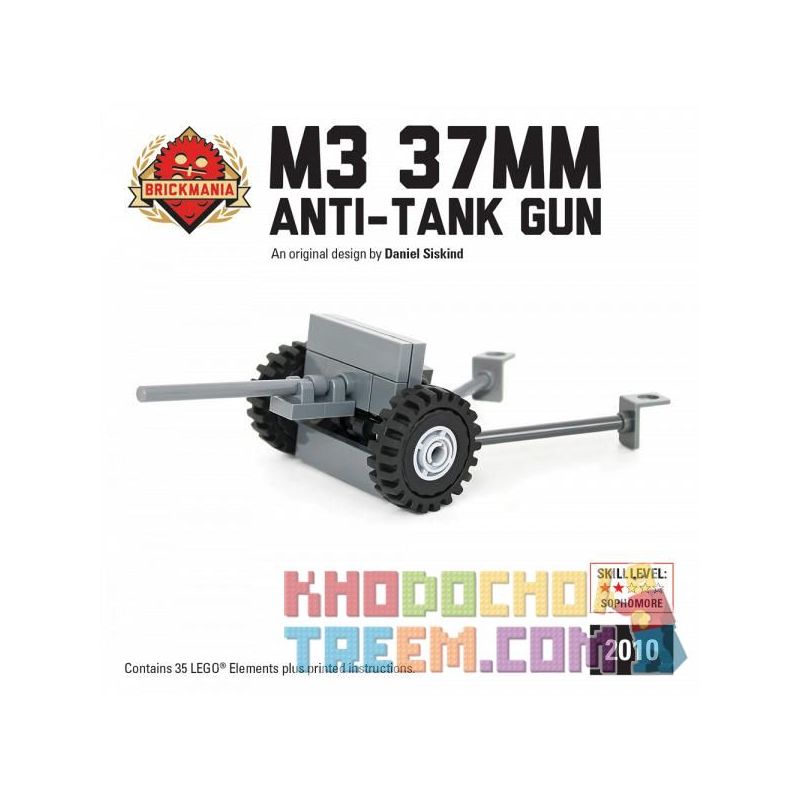 BRICKMANIA 2010 non  SÚNG CHỐNG TĂNG M3 37MM bộ đồ chơi xếp lắp ráp ghép mô hình Military Army M3 37MM ANTI-TANK GUN Quân Sự Bộ Đội 35 khối