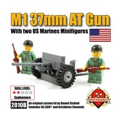 BRICKMANIA 2010B non  SÚNG CHỐNG TĂNG M1 37MM bộ đồ chơi xếp lắp ráp ghép mô hình Military Army M1 37MM ANTI-TANK GUN Quân Sự Bộ Đội 46 khối