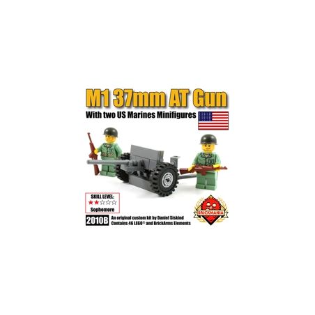 BRICKMANIA 2010B non  SÚNG CHỐNG TĂNG M1 37MM bộ đồ chơi xếp lắp ráp ghép mô hình Military Army M1 37MM ANTI-TANK GUN Quân Sự Bộ Đội 46 khối