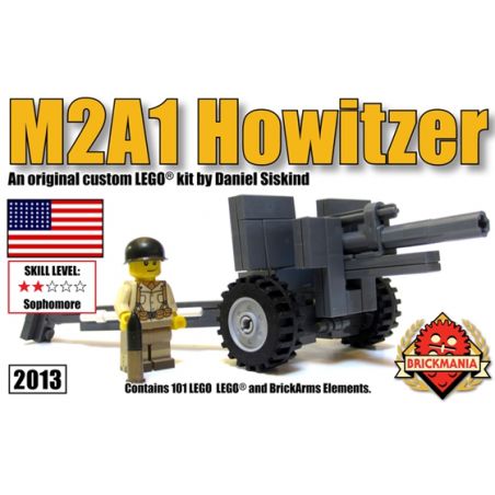 BRICKMANIA 2013 non  LỰU PHÁO M2A1 bộ đồ chơi xếp lắp ráp ghép mô hình Military Army M2A1 HOWITZER Quân Sự Bộ Đội 101 khối