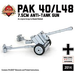 BRICKMANIA 2014 non  SÚNG CHỐNG TĂNG PAK 40 L48 bộ đồ chơi xếp lắp ráp ghép mô hình Military Army PAK 40/L48 ANTI-TANK GUN Quân Sự Bộ Đội 70 khối