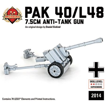 BRICKMANIA 2014 non  SÚNG CHỐNG TĂNG PAK 40 L48 bộ đồ chơi xếp lắp ráp ghép mô hình Military Army PAK 40/L48 ANTI-TANK GUN Quân Sự Bộ Đội 70 khối
